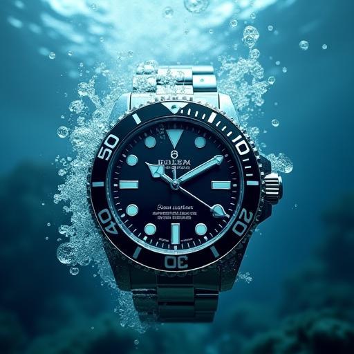 Diver Steel watch submerged in water